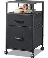 Drawer Mobile File Cabinet, Rolling Printer Stand with Open Storage Shelf