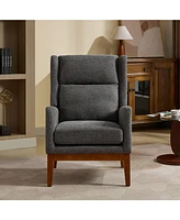 26.18" Wide Modern Accent Chair,Polyester Blend High Back Reading Chair, Upholstered Armchair Club Chair,Single Sofa with Wood Legs for Living Ro