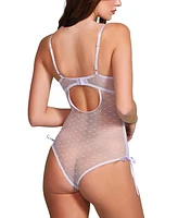 Hauty Women's Dotted Mesh Bodysuit Lingerie