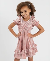 Rare Editions Little Girls Crushed Velvet Party Dress