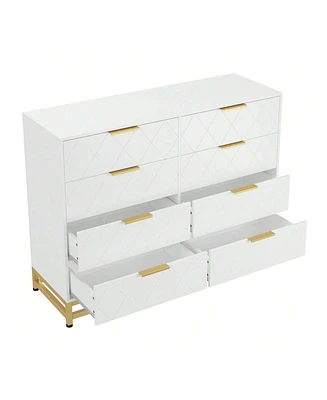 gaomon 8 Drawer Dresser For Bedroom With Deep Drawers, Wide Chest Of Drawers With Metal Handles