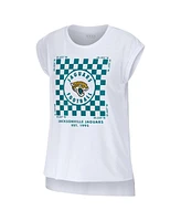 Wear by Erin Andrews Women's White Jacksonville Jaguars Checker Muscle Tank Top