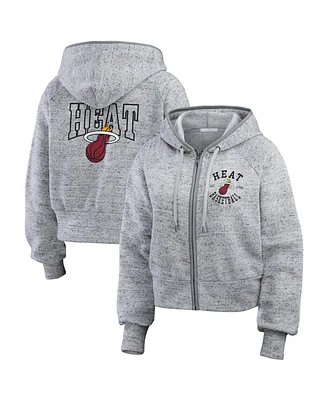 Wear by Erin Andrews Women's Heather Gray Miami Heat Speckled Radiator Full-Zip Hoodie