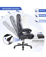 Boyel Living Office Chair with Footrest Ergonomic Executive High Back Reclining Leather Chair with Lying Adjustable