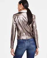 I.n.c. International Concepts Women's Metallic Moto Jacket, Created for Macy's