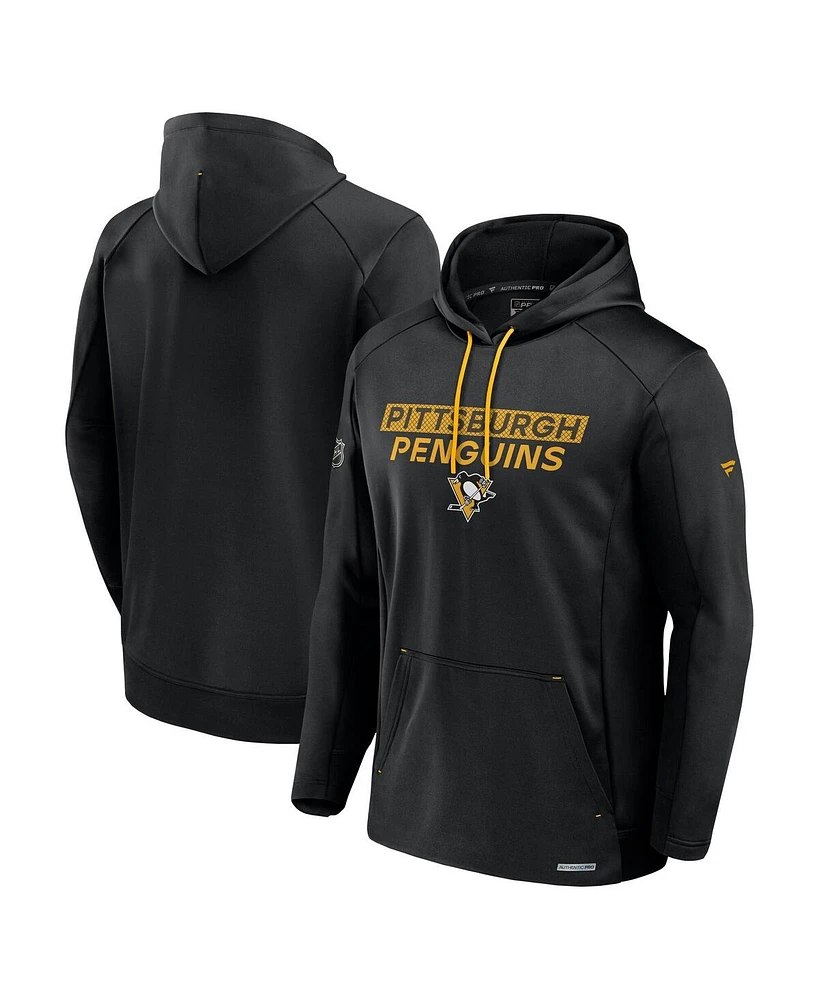 Fanatics Men's Black Pittsburgh Penguins Authentic Pro Rink Fleece Pullover Hoodie