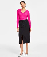 I.n.c. International Concepts Women's Denim Midi Skirt, Exclusively at Macy's