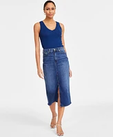 I.n.c. International Concepts Women's Denim Midi Skirt, Exclusively at Macy's