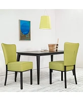 Slickblue Set of 2 Upholstered Dining Chairs Pu Leather Dining Room Side Chairs, Green