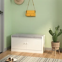Shoe Storage Bench with 2 Door Cabinet, Entryway Bench with Shoe Storage, Shoe Bench with Cushion, Adjustable Shelves, Shoe Rack Bench for Entrance, H