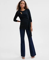 I.n.c. International Concepts Women's Cotton Long Sleeve Faux-Wrap Top, Exclusively at Macy's