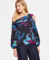 I.n.c. International Concepts Women's Printed Asymmetrical One-Shoulder Top, Exclusively at Macy's