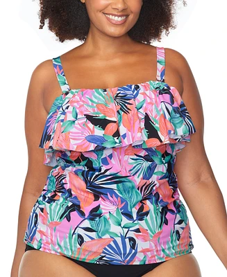 Raisins Curve Trendy Plus Sella Ruffled Tankini Top