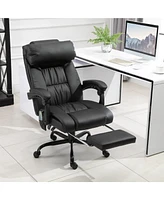 Streamdale Furniture Vinsetto High Back Massage Office Chair with 6 Vibration Points, Pu Leather Reclining Computer Chair, Ergonomic Office Chair with