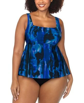 Raisins Curve Trendy Plus Size Straya Printed Underwire Tankini Top Costa Ruched Bikini Bottoms