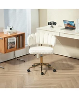 Velvet Home Office Desk Chair, Modern Cute Computer Chair, Wheels Swivel Height Adjustable Swivel Task Chair for Home Office (Beige Velvet)