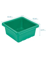 ECR4Kids Square Bin with Lid, Navy, 2-Pack