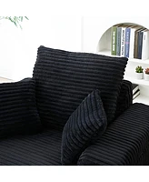 Oversized Accent Chair with Ottoman, Single Sofa Chair with Large Seat and Extra Wide Armrests