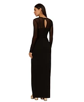 Adrianna by Adrianna Papell Women's Mesh-Panelled Column Gown
