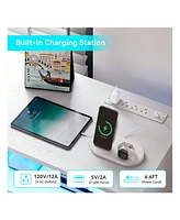 gaomon White Dresser For Bedroom, Modern 7 Drawers Long With Charging Station And Led Lights Design