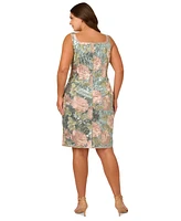 Adrianna Papell Plus Size Sequin Embroidery Sheath Dress