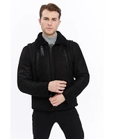 Furniq Uk Men's Leather Shearling Jacket