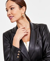 I.n.c. International Concepts Women's Faux-Leather Single-Breasted Blazer, Exclusively at Macy's