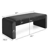47" Velvet Benches Look, Waterfall Upholstered Bench-Maison Boucle