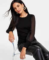 I.n.c. International Concepts Women's Sheer-Sleeve Sweater, Exclusively at Macy's