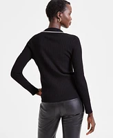 I.n.c. International Concepts Women's Contrast-Trim Collared Top, Exclusively at Macy's