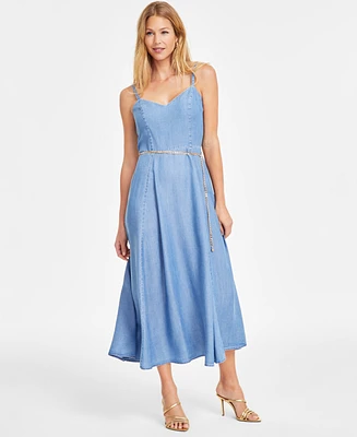 I.n.c. International Concepts Women's Belted Sleeveless Midi Dress, Exclusively at Macy's