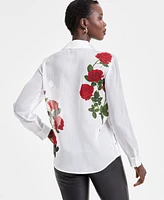 I.n.c. International Concepts Women's Rose-Print Blouse, Exclusively at Macy's