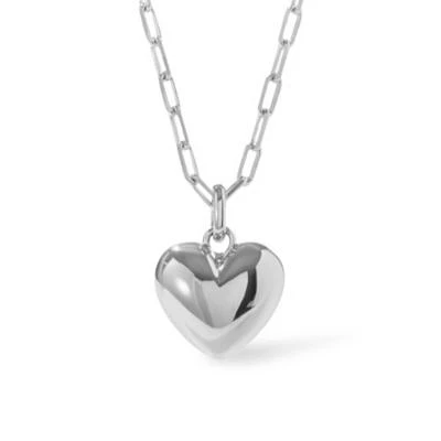 Ana Luisa Puffed Heart Necklace Lev Silver