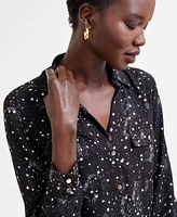 I.n.c. International Concepts Women's Starry Sky Printed Shirt, Exclusively at Macy's