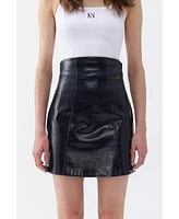 Nocturne Women's High Waist Faux Leather Mini Skirt