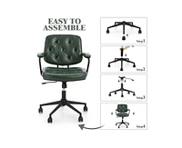 gaomon Home Office Desk Chair, Ergonomic Chair with Mid Back Lumbar Support, Height Adjustable Pu Leather Computer Task with 360° Swivel Rolling