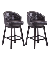 Streamdale Furniture 33.25" Swivel Counter Stools Set of 2, Upholstered Counter Height Bar Stools with Solid Rubber Wood Frame, Backrest, Footrest, Ar