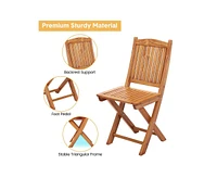 gaomon Foldable Patio Furniture Set, Outdoor Bistro Set for 2, Wooden Table and Chairs Set, Bistro Patio Set for Poolside, Beach, Backyard, Balcony