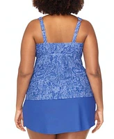 Raisins Curve Trendy Plus Size Tanzania Paisley Tankini Top Bravo Tummy Control Swim Skirt