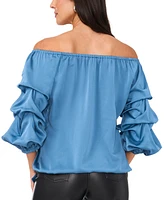 Vince Camuto Women's Satin Off-The-Shoulder Bubble-Sleeve Top