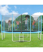 Streamdale Furniture 14FT Trampoline for Kids with Safety Enclosure Net, Basketball Hoop and Ladder