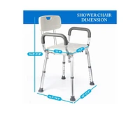 gaomon Shower Seat, Adjustable Height Shower Chair, with Padded Armrests and Back, Inside Shower Seat Support 350 Lb Capacity