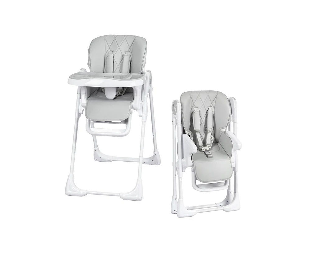 gaomon Multifunctional Baby High Chair, Foldable Infant Highchairs with Removable Tray, Adjustable Height and Recline, Easy Cleaning High Chair for Ba