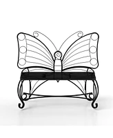 Butterfly Cast Metal Garden Bench, Outdoor Bench Patio Seat, Park Bench Outdoor Seating for Garden, Yard, Park, Entryway