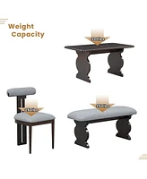 6-Piece Dining Set, Mid-Century Modern Table Set for 6 Persons with 4 Chairs and Bench, Padded Seats and Backrest, Walnut