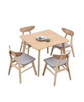 35.43 Inch Saving Place Table,Wooden Dining Table for 4 Persons,Modern Design Square Kitchen Table for Living Room,Apartment,Restaurant,Oak