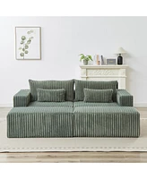 87" Oversized Sectional Lounge Chaise,No Assembly Required,Cloud Plush Loveseat with two Removable Footstool,Fluffy Modern Sleeper Chair for Indo