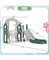 Slickblue 5-in-1 Toddler Slide and Swing Set Versatile Playground Equipment for Indoor and Outdoor Play