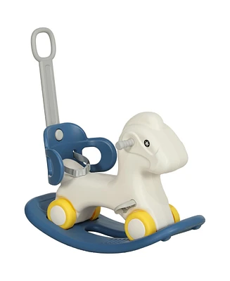 Qaba Rocking Horse for Toddles with Detachable Push Handle & Balance Board