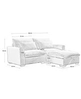 Streamdale Furniture Sectional Sofa Comfy Corduroy Couch for Living Room with Pillows and Round Armrests